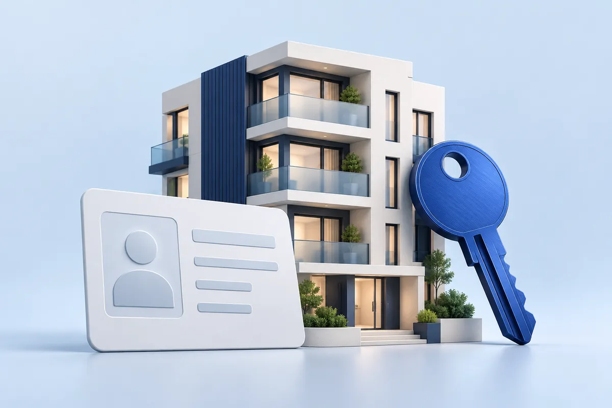 Originalillustration zur Dokumentverarbeitung für Immobilienvermietung